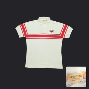 Vintage 80s Logo 7 Tampa Bay Bandits USFL Striped Polo Shirt Mens M